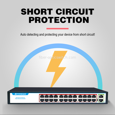 Customized 24 Port POE Switch 2*10/100/1000mbps UP-Link Port For ISP