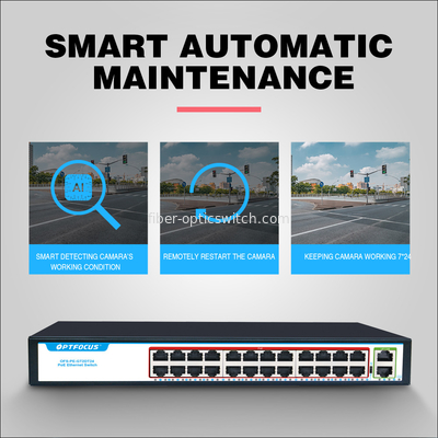 Customized 24 Port POE Switch 2*10/100/1000mbps UP-Link Port For ISP