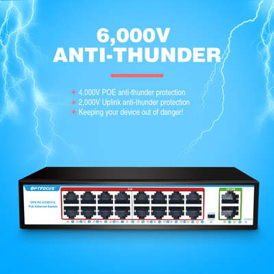OEM/ODM POE 16 Port Fiber Switch 20km 2*10/100/1000mbps UP-Link Port