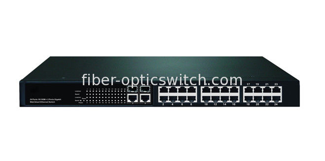 Smart Fiber Optic Switch 24 10 /100M And 2X10/100/1000M RJ45 Ports SFP Managed Switch
